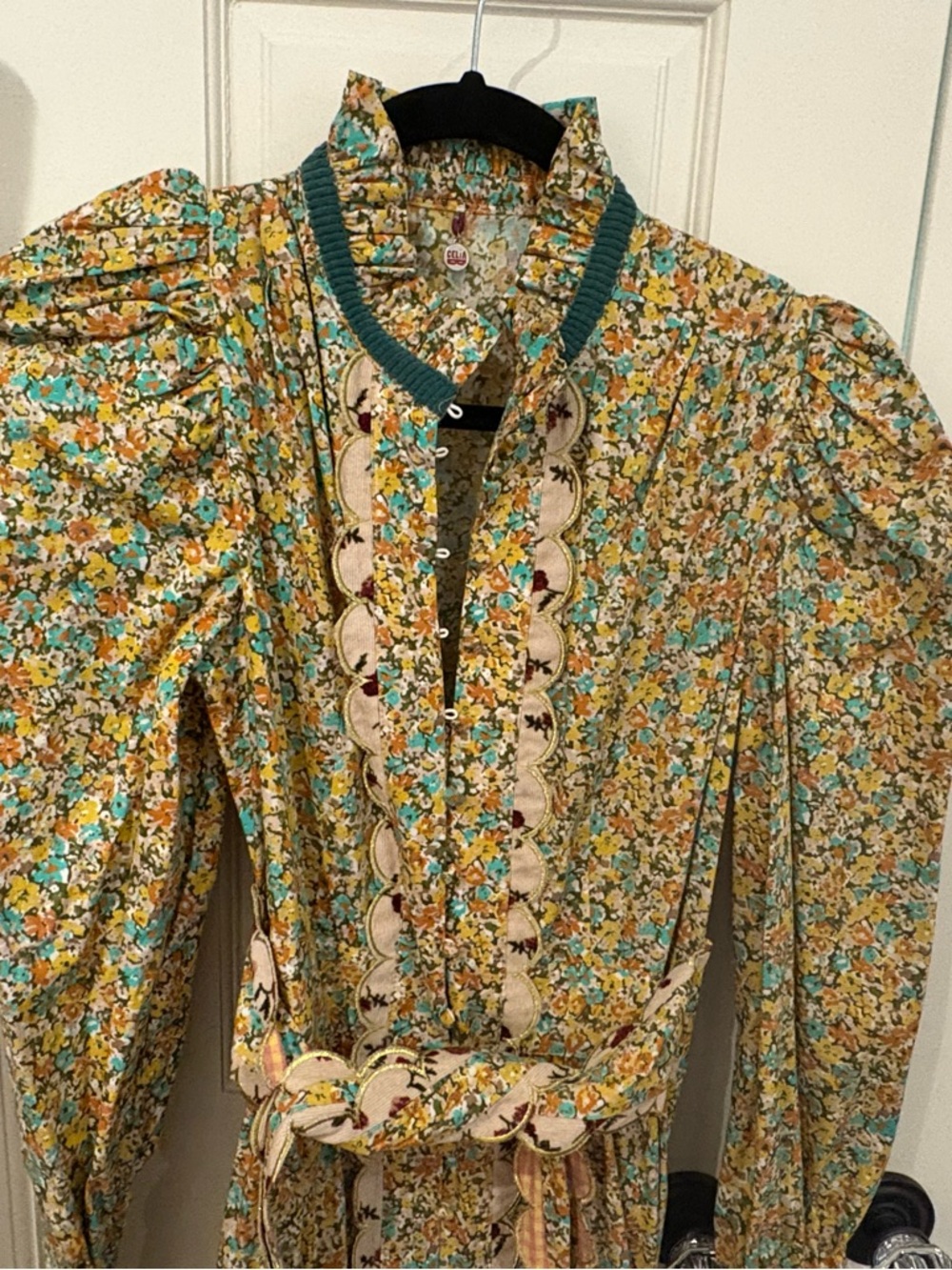 CeliaB Floral Long Sleeve Tiered Maxi Dress in Yellow-Green - Picture 2 of 5